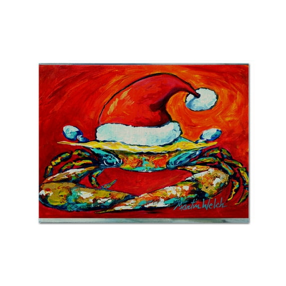 Carolines Treasures MW1169PLMT Crab In Santa Hat Santa Claws Fabric Placemat, Multicolor