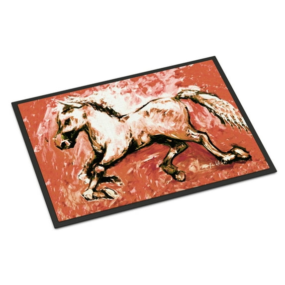 Carolines Treasures MW1170JMAT Shadow the Horse in Red Door Mat Indoor Rug or Outdoor Welcome Mat 24x36 Doormat  24H X