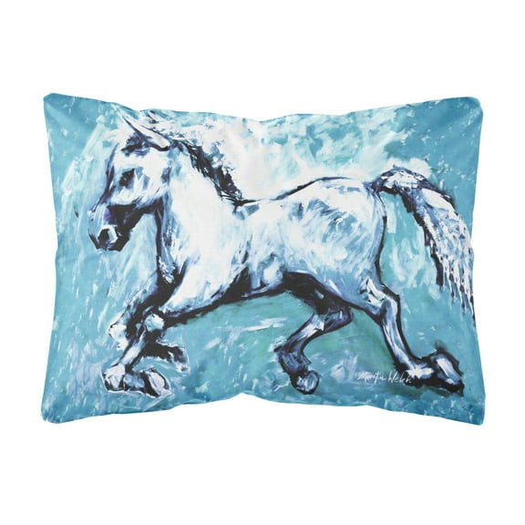 Carolines Treasures MW1171PW1216 Shadow the Horse in blue   Canvas Fabric Decorative Pillow  12H x16W multicolor
