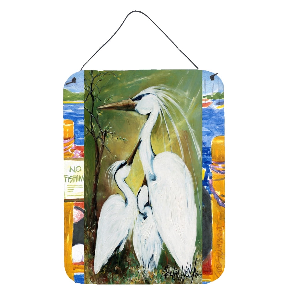 Blessing at Feeding Time Egret Family Multicolor Aluminum Wall Hanging Print 12x16