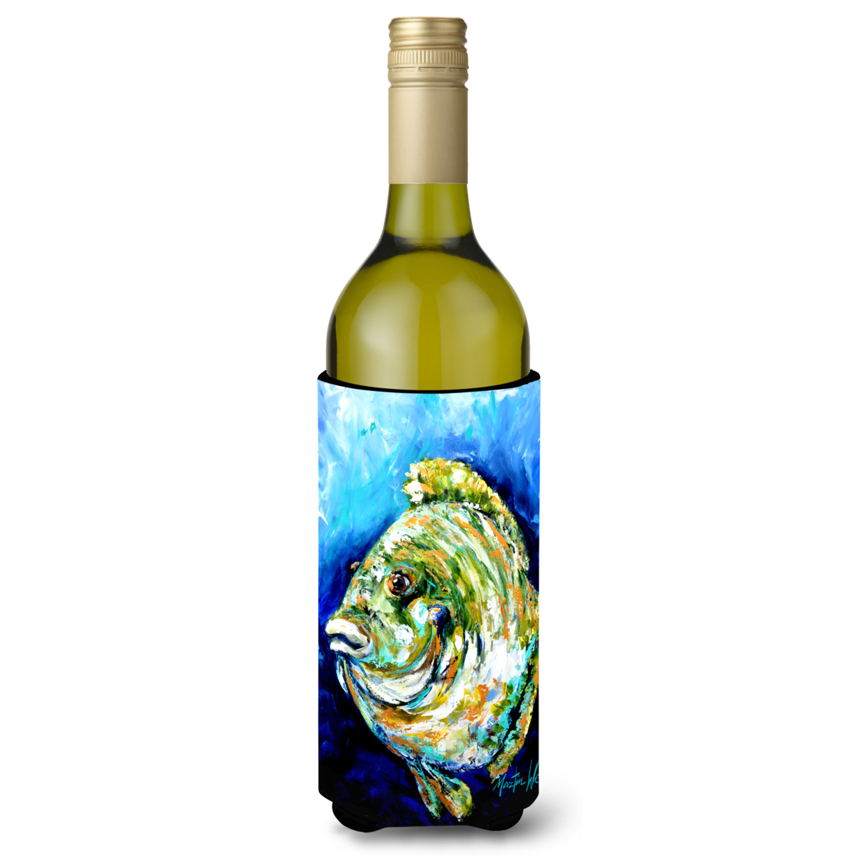 Carolines Treasures MW1199LITERK Lucky Blue Gill Fish Wine Bottle Beverage Insulator Hugger  Wine Bottle multicolor