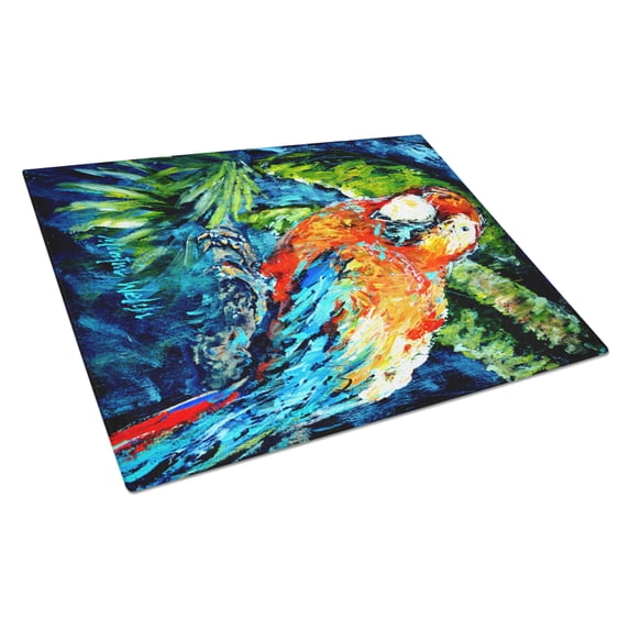 Carolines Treasures MW1204LCB Yo Yo Mama Parrot Glass Cutting Board Large 12H x 16W multicolor