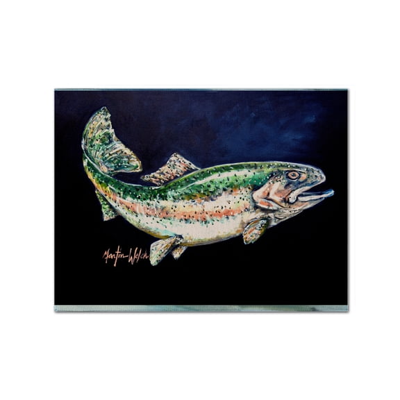 Carolines Treasures MW1213PLMT Deep Blue Rainbow Trout Fabric Placemat, Multicolor