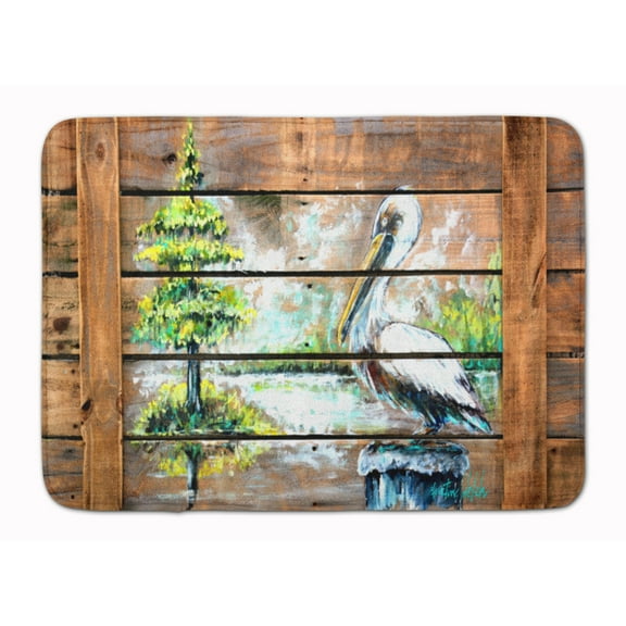 Carolines Treasures MW1215RUG Summer by the Lake White Pelican Machine Washable Memory Foam Mat 19 X 27" multicolor