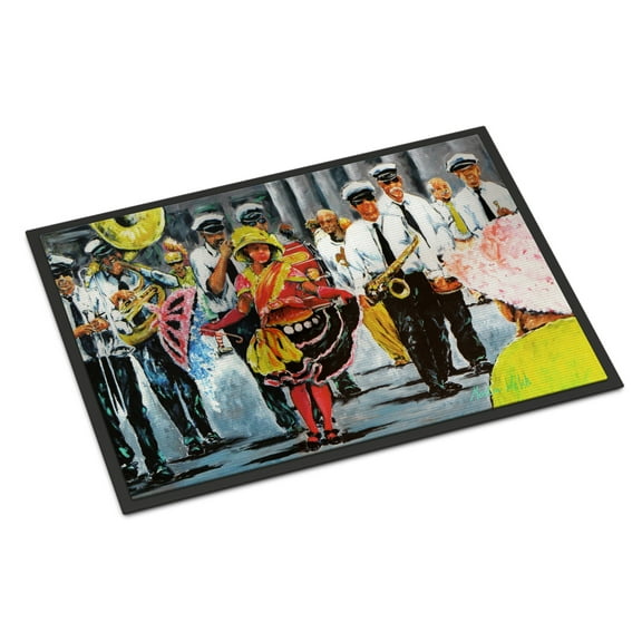 Carolines Treasures MW1224JMAT Mardi Gras Door Mat Dancing in the Streets Mardi Gras Indoor Rug or Outdoor Welcome Mat