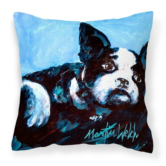 Carolines Treasures MW1240PW1414 Boston Terrier Just Jake Fabric Decorative Pillow 14Hx14W multicolor