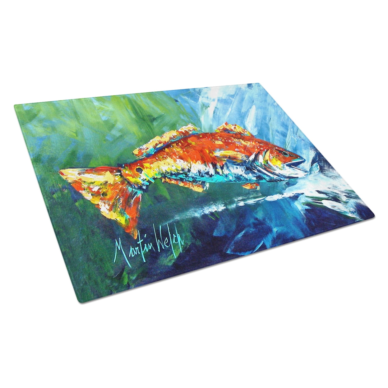 Large Colorful Fish Art Tempered Glass Cutting Board