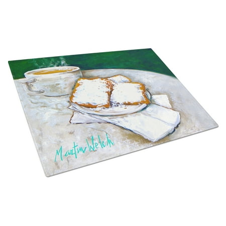 Carolines Treasures MW1271LCB Breakfast Delight Beignets Glass Cutting Board - Large
