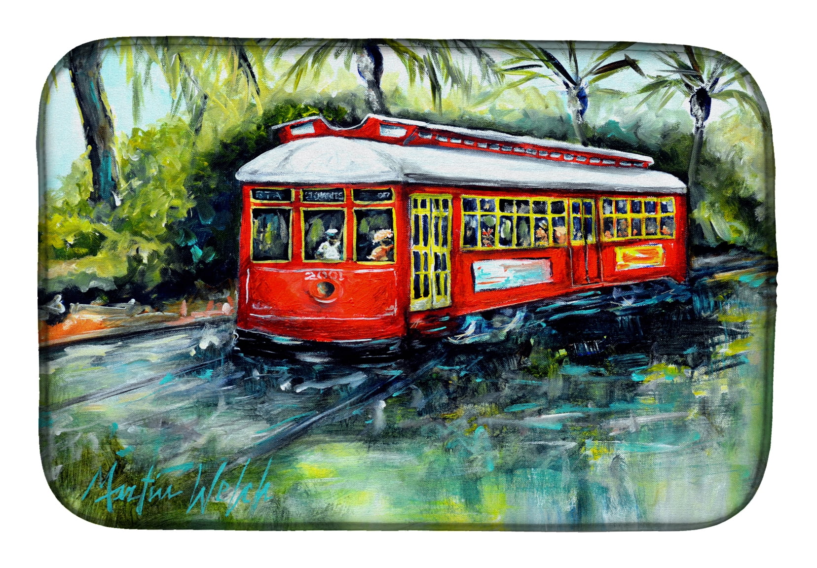 Little Red Street Car Dish Drying Mat
