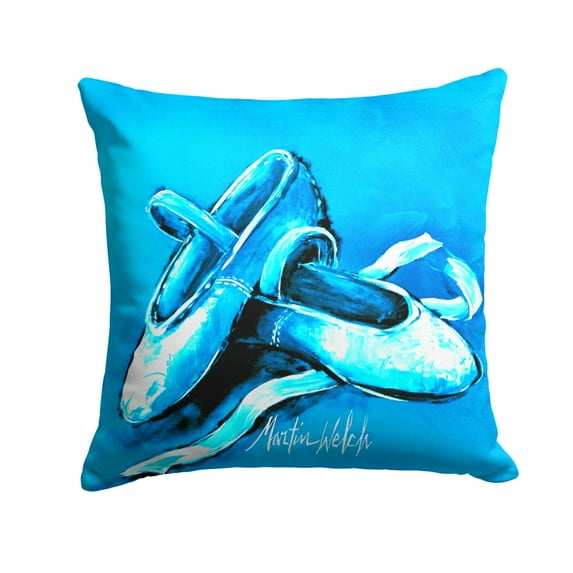 Carolines Treasures MW1303PW1414 Ballet Shoes Aqua Blue Fabric Decorative Pillow 14Hx14W multicolor