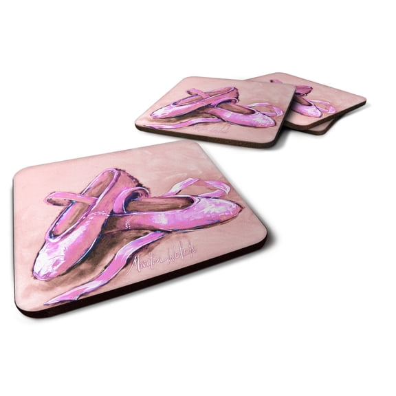 Carolines Treasures MW1305FC Ballet Shoes Pink Foam Coaster Set of 4 3 1/2 x 3 1/2 multicolor