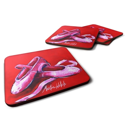 Carolines Treasures MW1306FC Ballet Shoes Red Foam Coaster Set of 4 3 1/2 x 3 1/2 multicolor