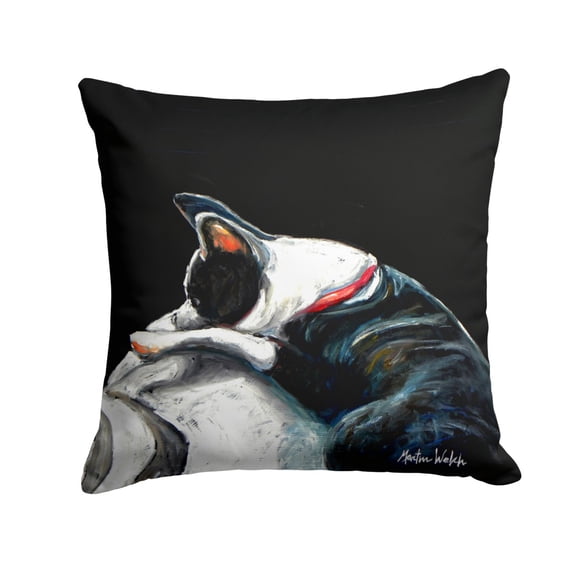 Carolines Treasures MW1315PW1414 Boston Terrier Spot in the Sun Fabric Decorative Pillow 14Hx14W multicolor