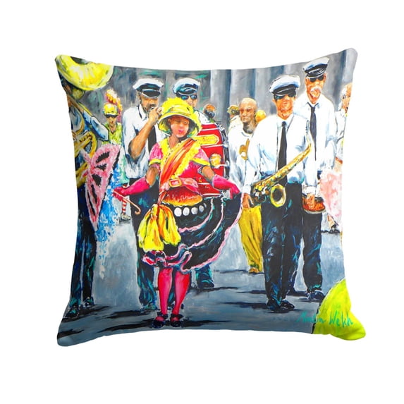 Carolines Treasures MW1324PW1414 Mardi Gras Dancin in the Street Fabric Decorative Pillow 14Hx14W multicolor