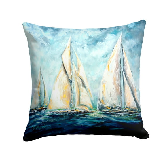 Carolines Treasures MW1355PW1414 Sailboats Last Mile Fabric Decorative Pillow 14Hx14W multicolor