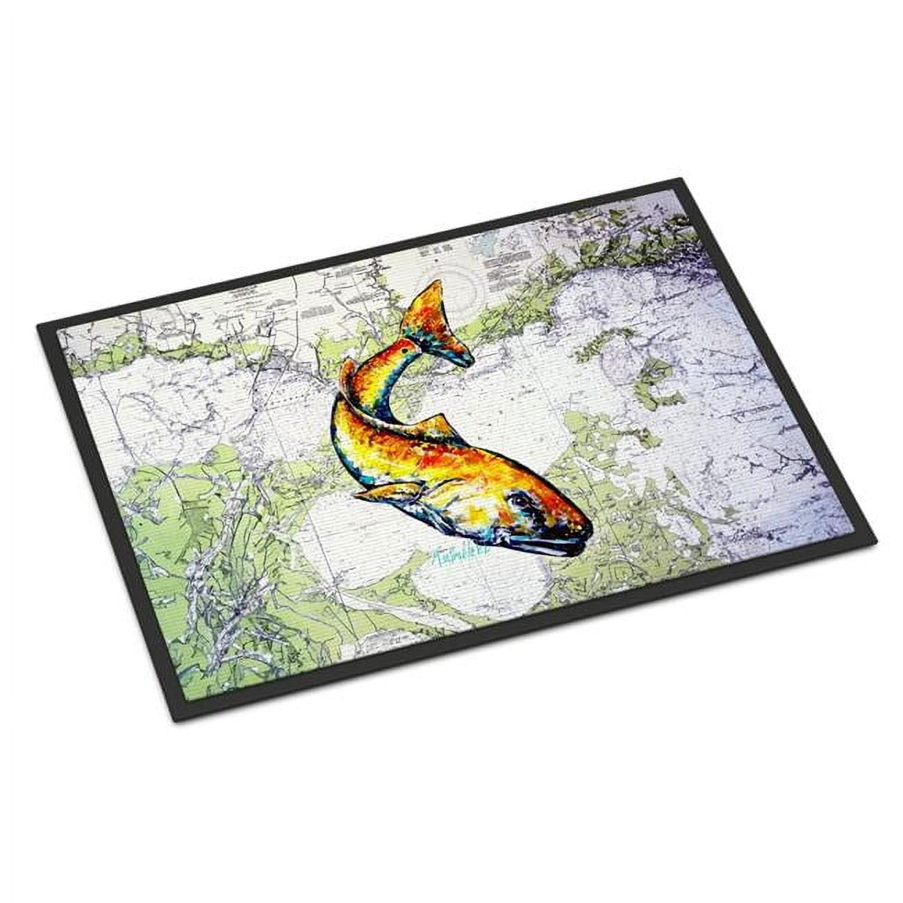 Carolines Treasures MW2115MAT 18 x 27 in. Red Fish on Map Doormat