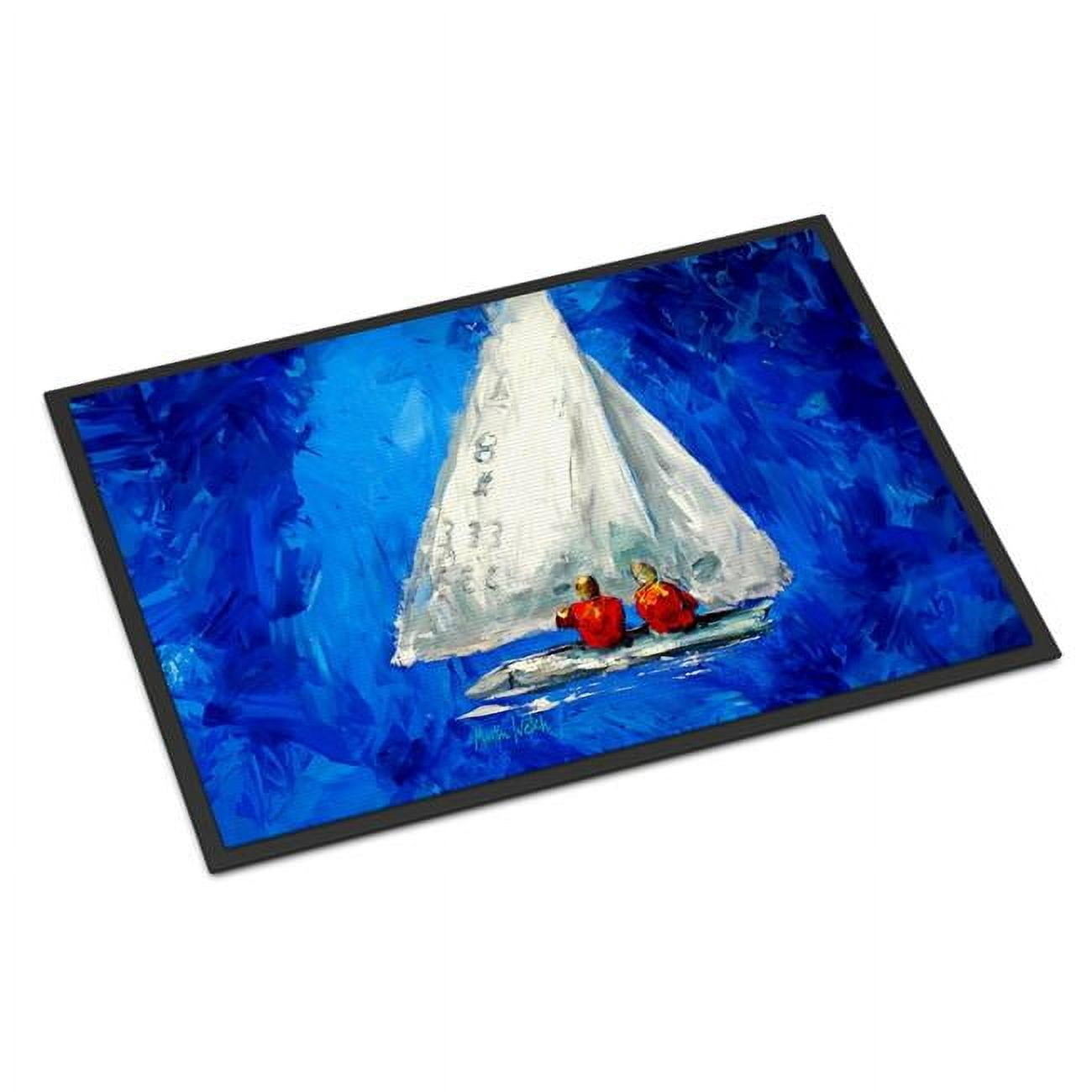 Twos Company Sailboat Doormat 27 in x 18 in