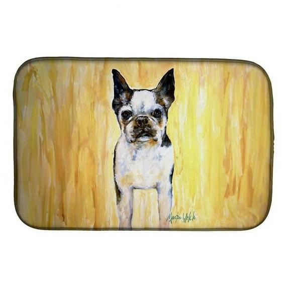 Carolines Treasures MW2152DDM 21 x 14 in. Boston Terrier Walker Two Dish Drying Mat
