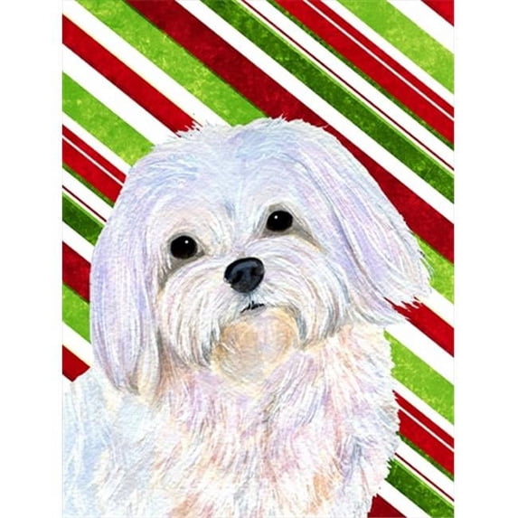 Carolines Treasures Maltese Candy Cane Holiday Christmas Flag- Garden Size