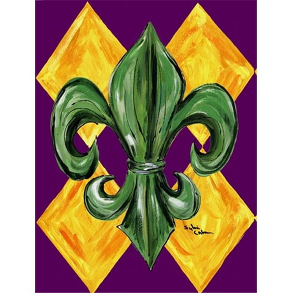 Carolines Treasures Mardi Gras Harlequin Fleur de lis House Size Canvas Flag 28 x 40 in.