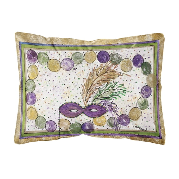 Carolines Treasures Mardi Gras Throw Pillow Canvas Fabric Decorative Pillow Mardi Gras Mask and Bead design 12x16 12H