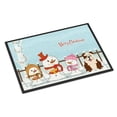 thumbnail image 1 of Merry Christmas Carolers English Bulldog Brindle White Door Mat, 1 of 4
