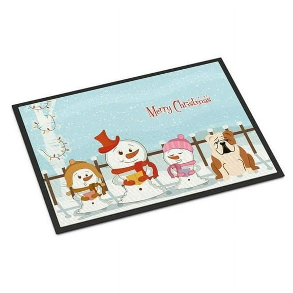 Carolines Treasures Merry Christmas Carolers English Bulldog Fawn White Door Mat Indoor Rug or Outdoor Welcome Mat 24x36