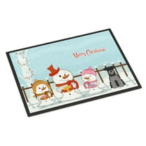 Carolines Treasures Merry Christmas Carolers Miniature Schanuzer Black Silver Door Mat Indoor Rug or Outdoor Welcome Mat