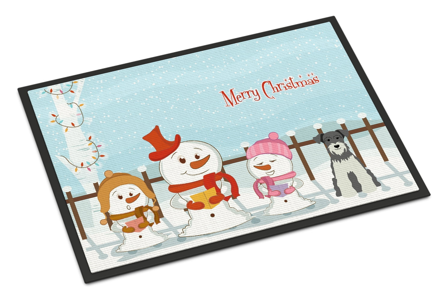 Merry Christmas Carolers Miniature Schanuzer Salt and Pepper Door Mat