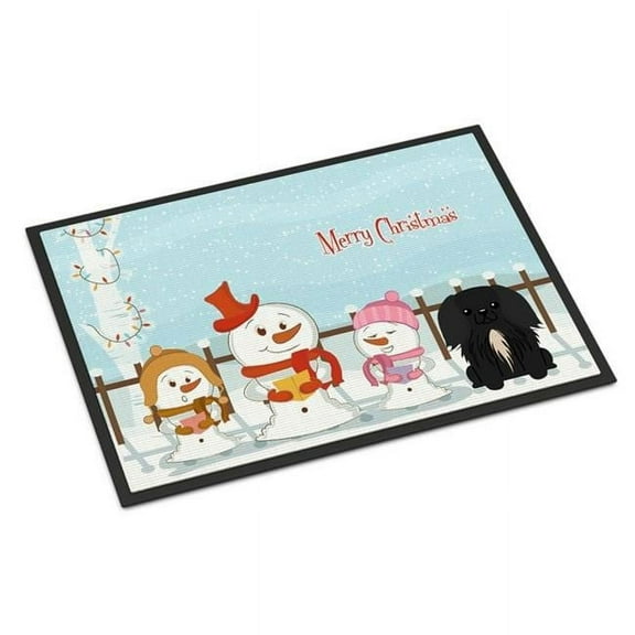 Carolines Treasures Merry Christmas Carolers Pekingnese Black Door Mat Indoor Rug or Outdoor Welcome Mat 18x27 Doormat