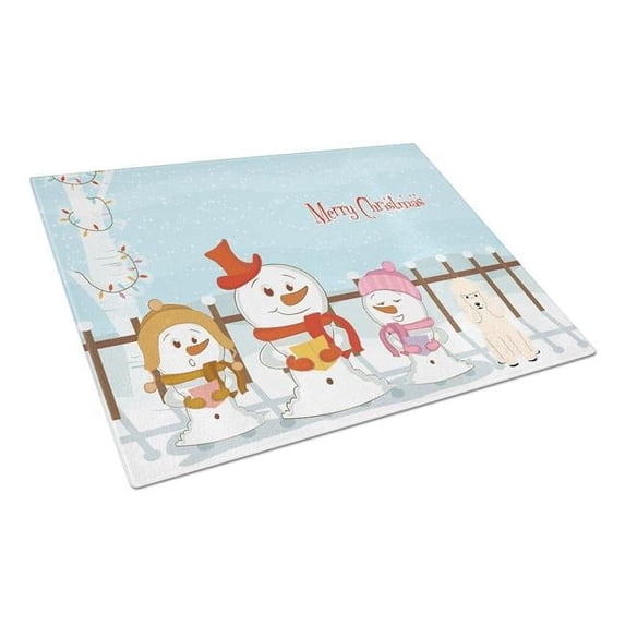 Carolines Treasures Merry Christmas Carolers Poodle White Glass Cutting Board - Large