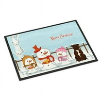 Carolines Treasures Merry Christmas Carolers Staffordshire Bull Terrier Chocolate Door Mat Indoor Rug or Outdoor Welcome