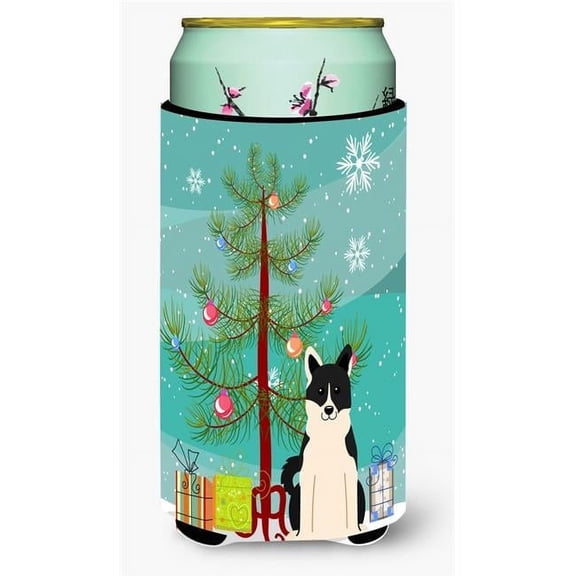 Carolines Treasures Merry Christmas Tree Russo-European Laika Spitz Tall Boy Beverage Insulator Hugger Tall Boy
