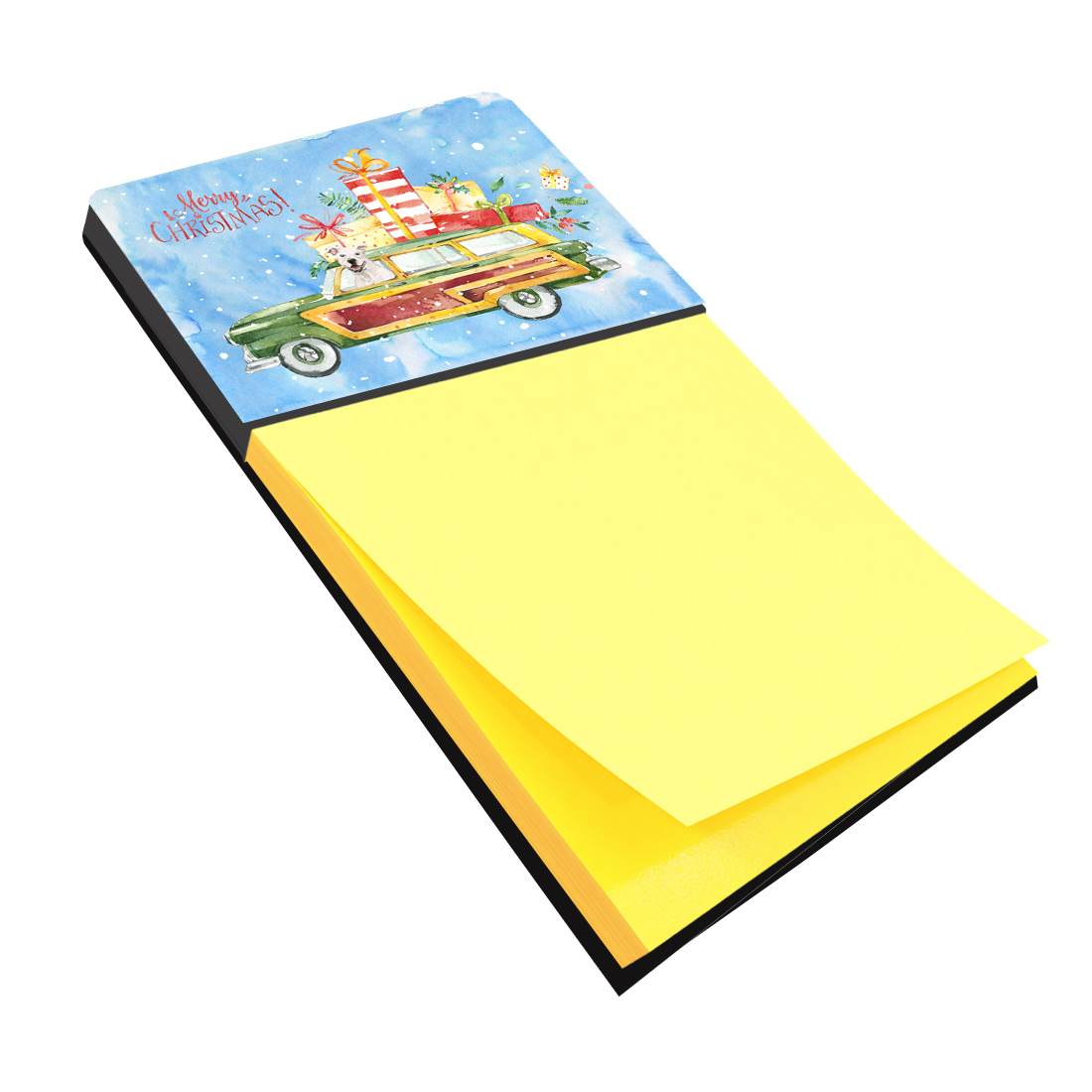 Carolines Treasures Merry Christmas White Staffordshire Bull Terrier Sticky Note Holder Large multicolor