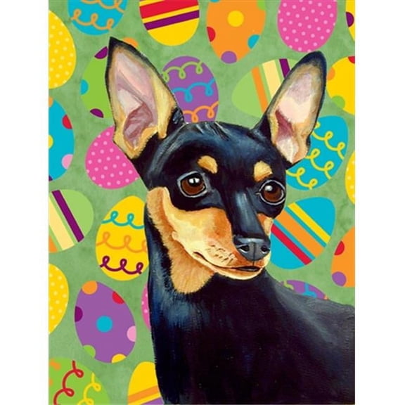 Carolines Treasures  Min Pin Easter Eggtravaganza Garden Size Flag