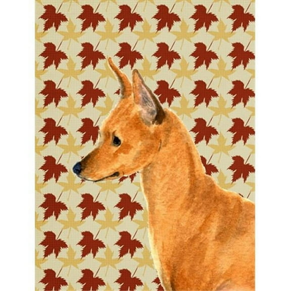 Carolines Treasures  Min Pin Fall Leaves Portrait Flag Garden Size
