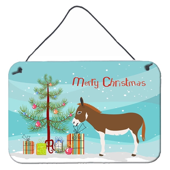 Caroline's Treasures BB9214DS812 Miniature Mediterranian Donkey Christmas Wall or Door Hanging Prints , 8x12, multicolor
