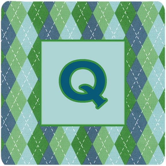 Carolines Treasures Monogram - Blue Argoyle Foam Coasters Initial Letter Q- Set - 4