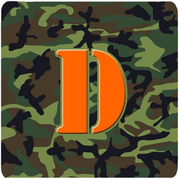 Carolines Treasures  Monogram - Camo Green Foam Coasters- Initial Letter D - Set 4- 3.5 x 3.5 In.