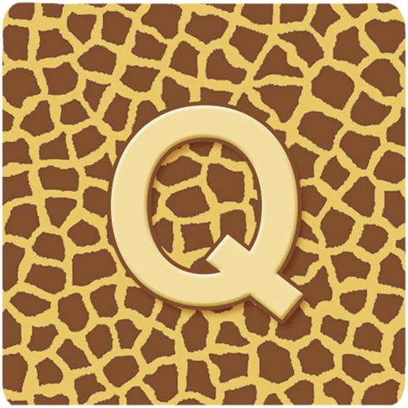 Carolines Treasures Monogram - Giraffe Foam Coasters- Initial Letter Q - Set 4- 3.5 x 3.5 In.