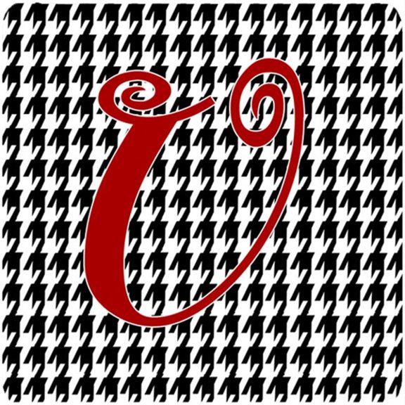 Carolines Treasures Monogram - Houndstooth Black Foam Coasters Initial Letter U