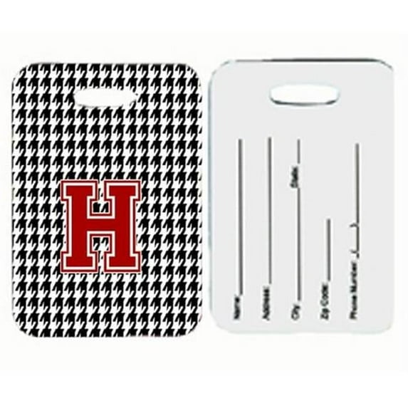 Carolines Treasures Monogram - Houndstooth Black Initial H Monogram Initial Luggage Tag, Pair - 2