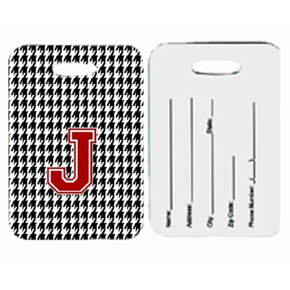Carolines Treasures  Monogram - Houndstooth Black Initial J Monogram Initial Luggage Tag- Pair - 2