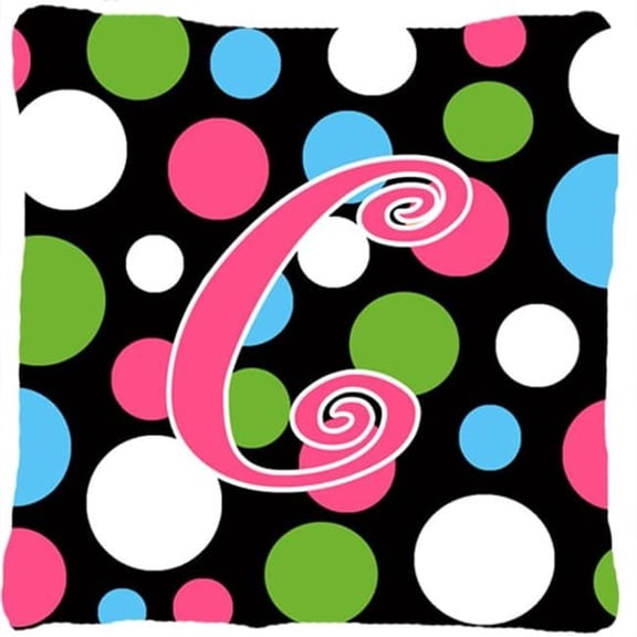 Carolines Treasures Monogram Initial C Polkadots and Pink Fabric Decorative Pillow