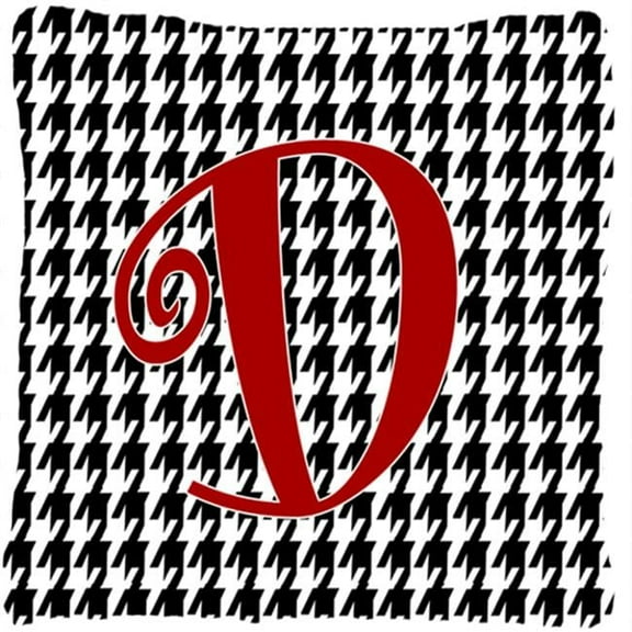 Carolines Treasures  Monogram Initial D Houndstooth Black Fabric Decorative Pillow