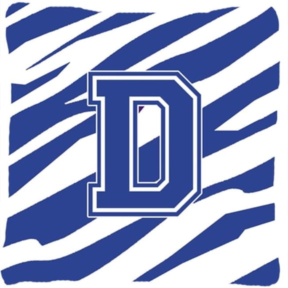Carolines Treasures Monogram Initial D Tiger Stripe Blue and White Fabric Decorative Pillow