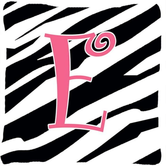 Carolines Treasures  Monogram Initial E Zebra Stripe and Pink Fabric Decorative Pillow