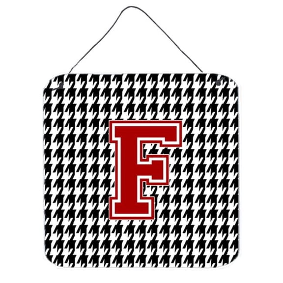 Carolines Treasures Monogram - Initial F Houndstooth Aluminium Metal Wall Or Door Hanging Prints