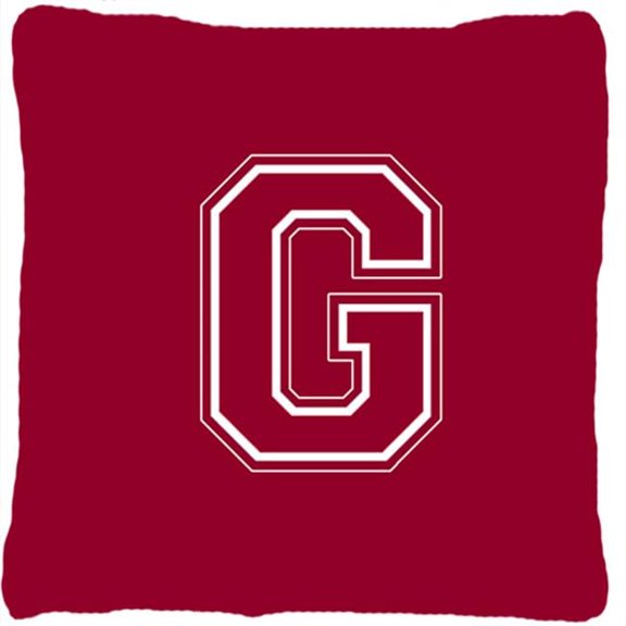 Carolines Treasures Monogram Initial G Maroon And White Indoor & Outdoor Fabric Decorative Pillow - Maroon and White - 14 x 2 x 14 in.