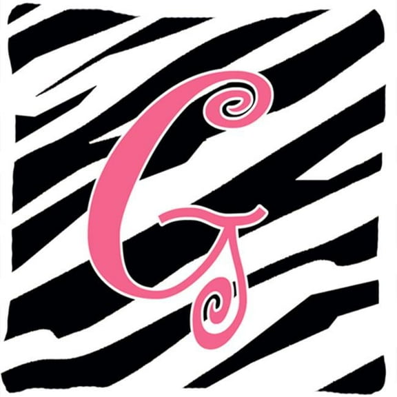 Carolines Treasures Monogram Initial G Zebra Stripe and Pink Fabric Decorative Pillow - 14 x 14 in.